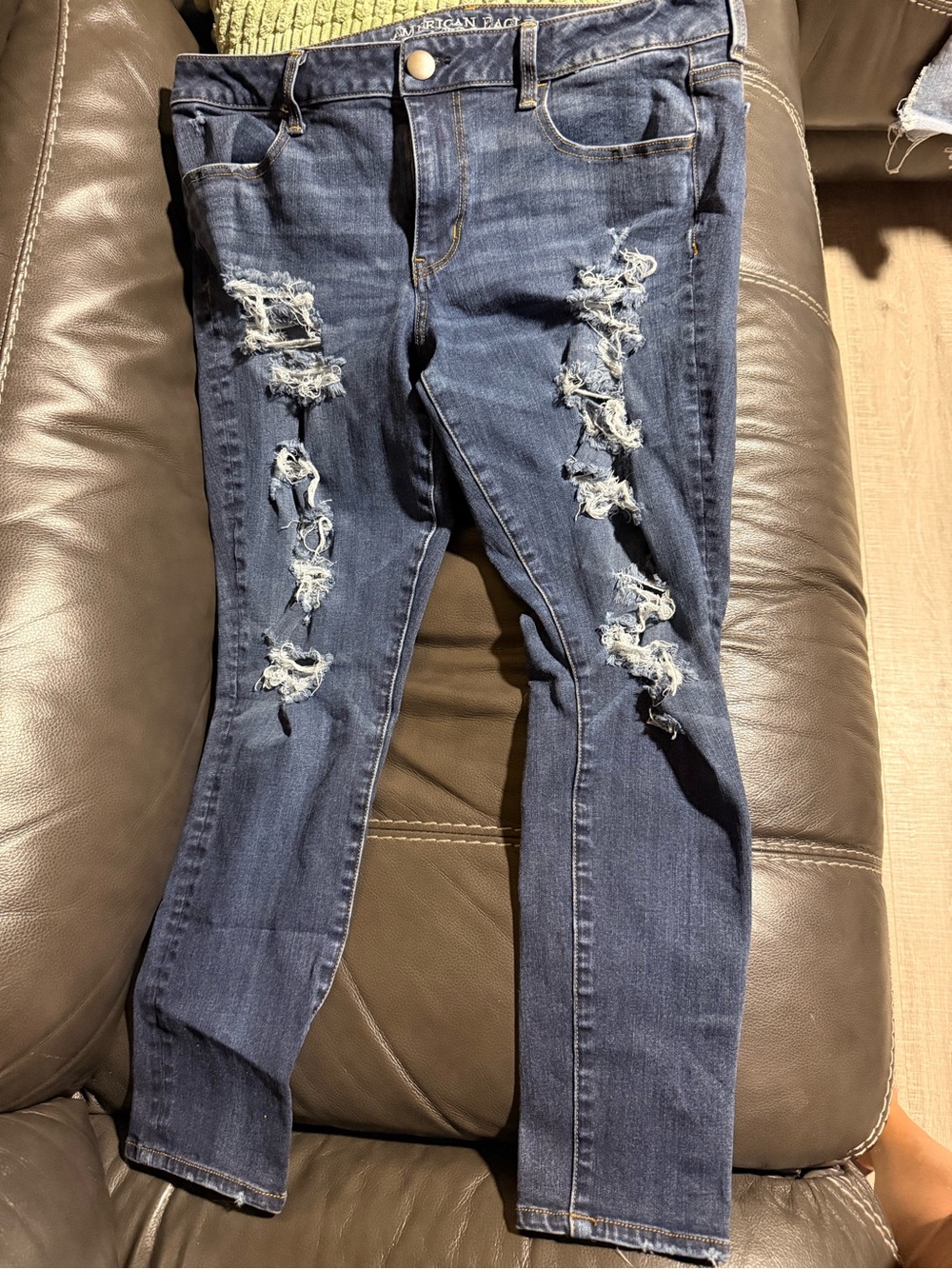 American Eagle Outfitters Women's Ripped Skinny Jeans - Dark Blue